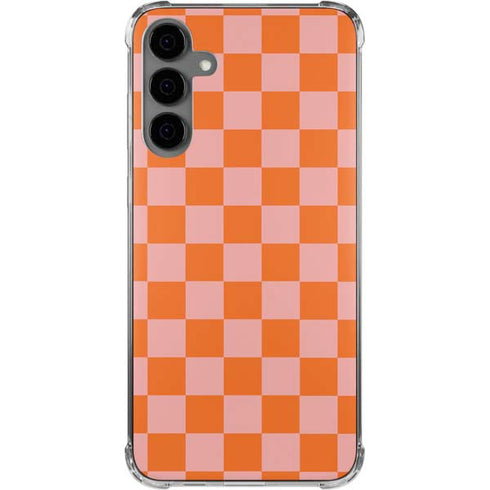 Orange Checkered Galaxy S24 Plus Clear Case